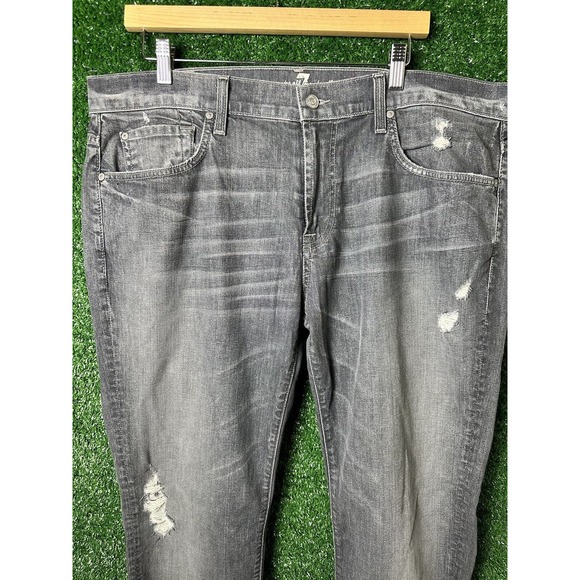 7 For All Mankind Jeans THE STRAIGHT, Black Size 38x33 - Picture 2 of 14